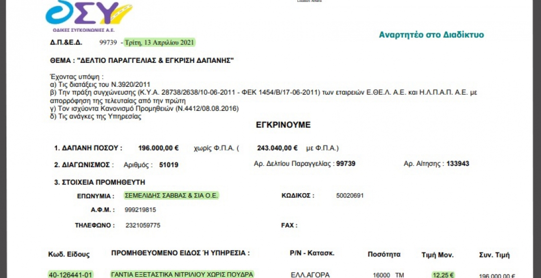 Πόσο κοστίζουν 100 γάντια, κ. Καραμανλή; 3 ευρώ στην Αθήνα, 12 ευρώ στις Σέρρες